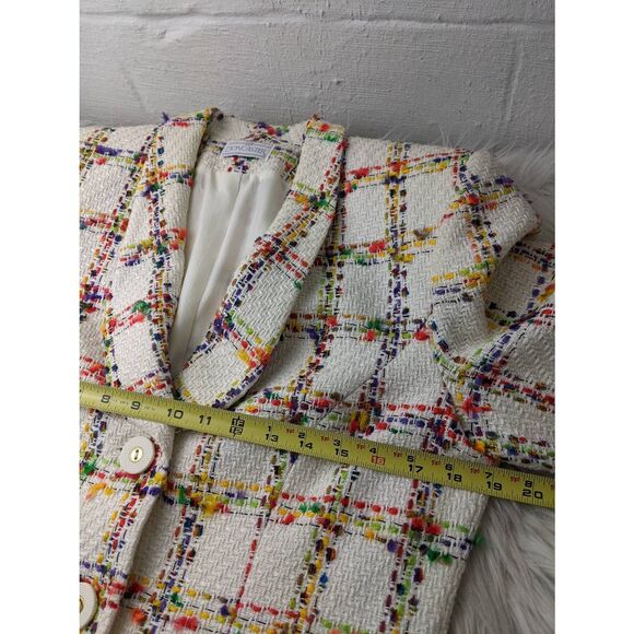 Doncaster Rainbow Tweed Texture Blazer Jacket Woven Knit 3 Buttons Womens 8 Medi - Picture 7 of 8